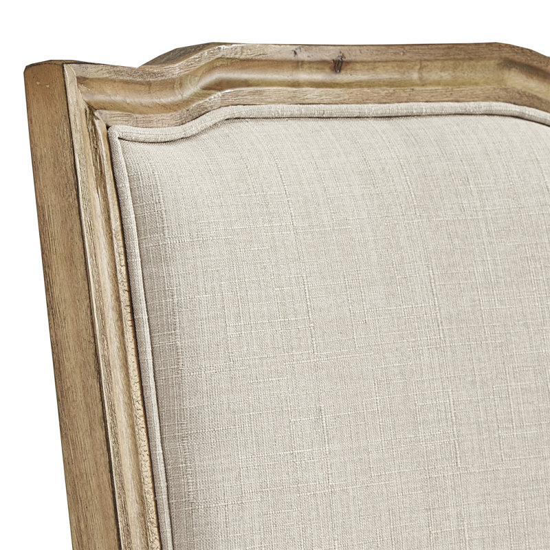 Chaise d'appoint rembourrée ornée Hildemar, Beige, Naturel