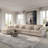 Slipcovered Upholstered Modular Sofa With Ottoman-112680361-110374988