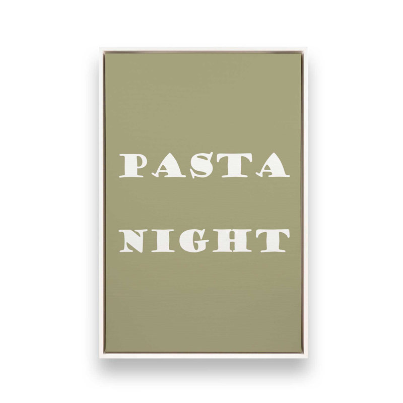 Pasta Night, reproduction sur toile dans un cadre, H 30,75 po x l 20,75 po, Blanc opaque