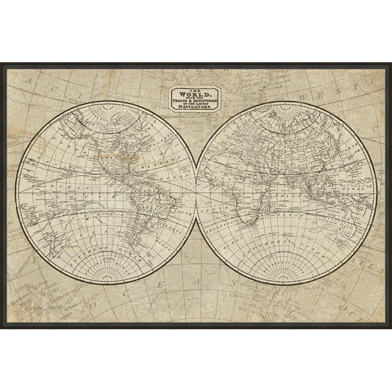 « world map », reproduction de peinture à l’acrylique sur toile encadrée