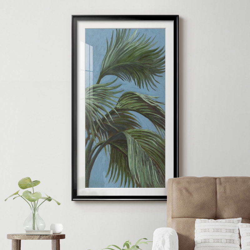 Lush Palms II - Reproduction d'art graphique sur papier encadré, H 10,5 po x l 18,5 po x P 1,5 po, Papier noir