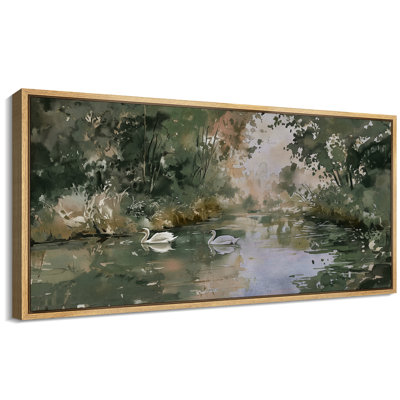 River Through The Forest Artwork, Abstract Secenery Living Room Wall Pictures, Giclee Canvas Digital Print Extra Large Framed Wall Art