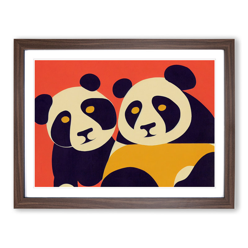 Abstract Pandas Vol.1 - Framed Print, 25cm H x 34cm W x 2cm D, Walnut