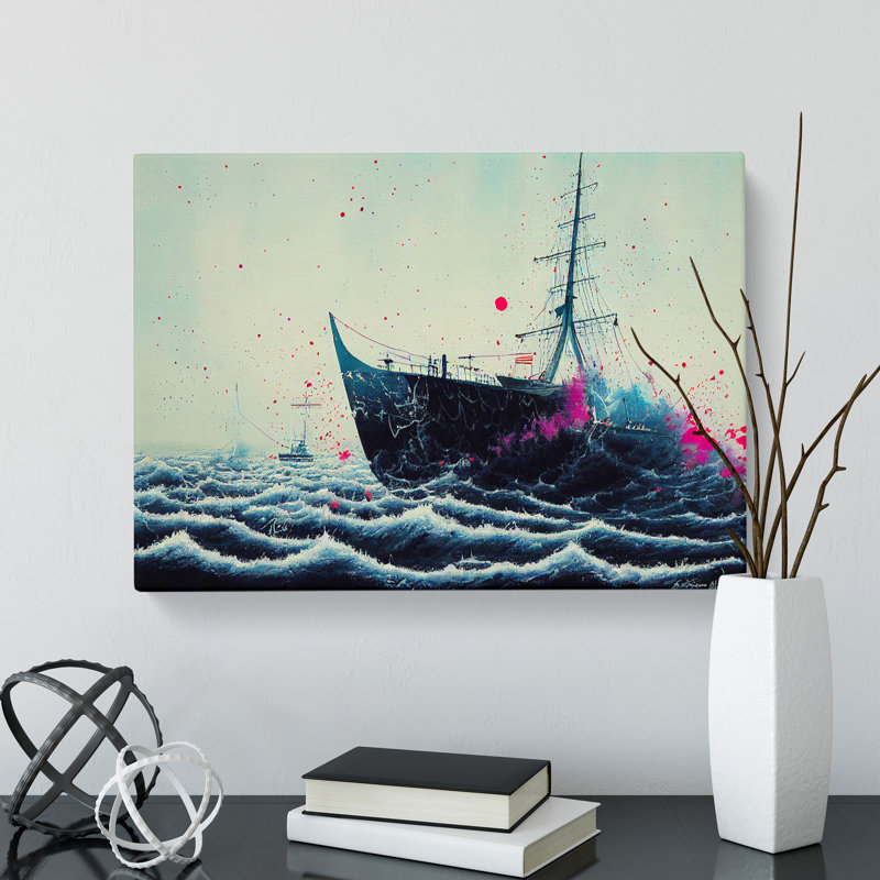 Ship Paint Splatter Abstract - Wrapped Canvas, 35cm H x 50cm W x 3cm D