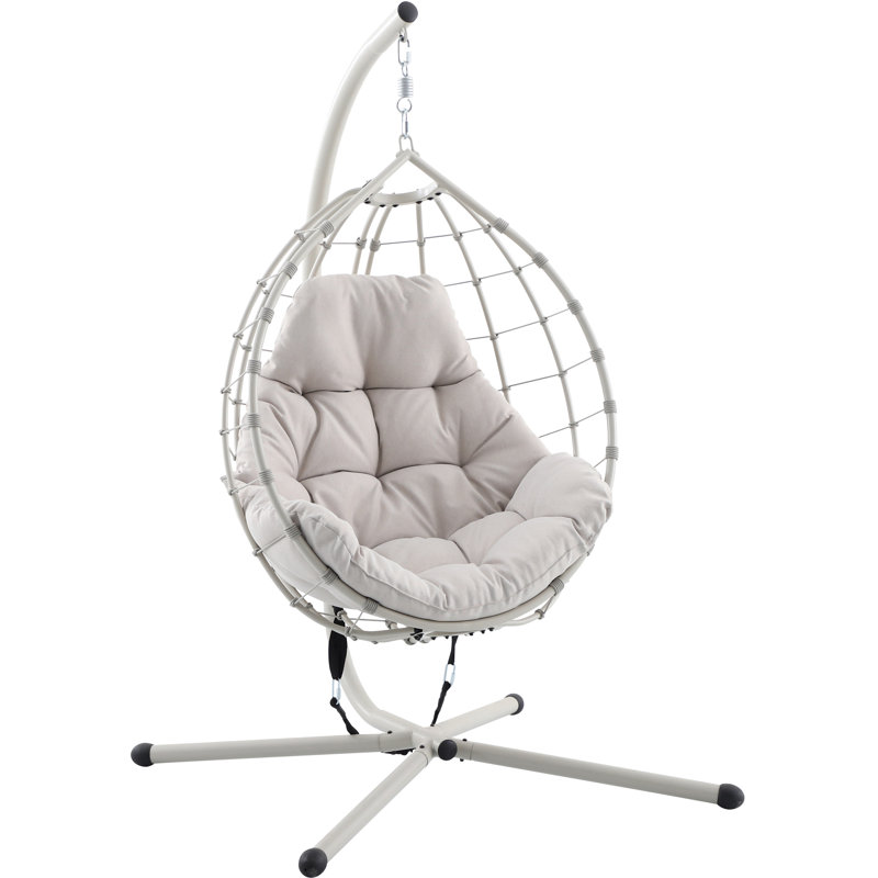 Lyon Anthracite Outdoor Single Hanging Chair, Putty Beige, Single