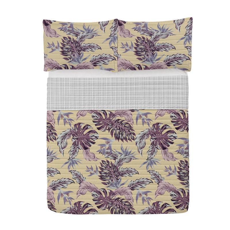 Queen Pale Camel Microfiber Reversible Bedspread Set