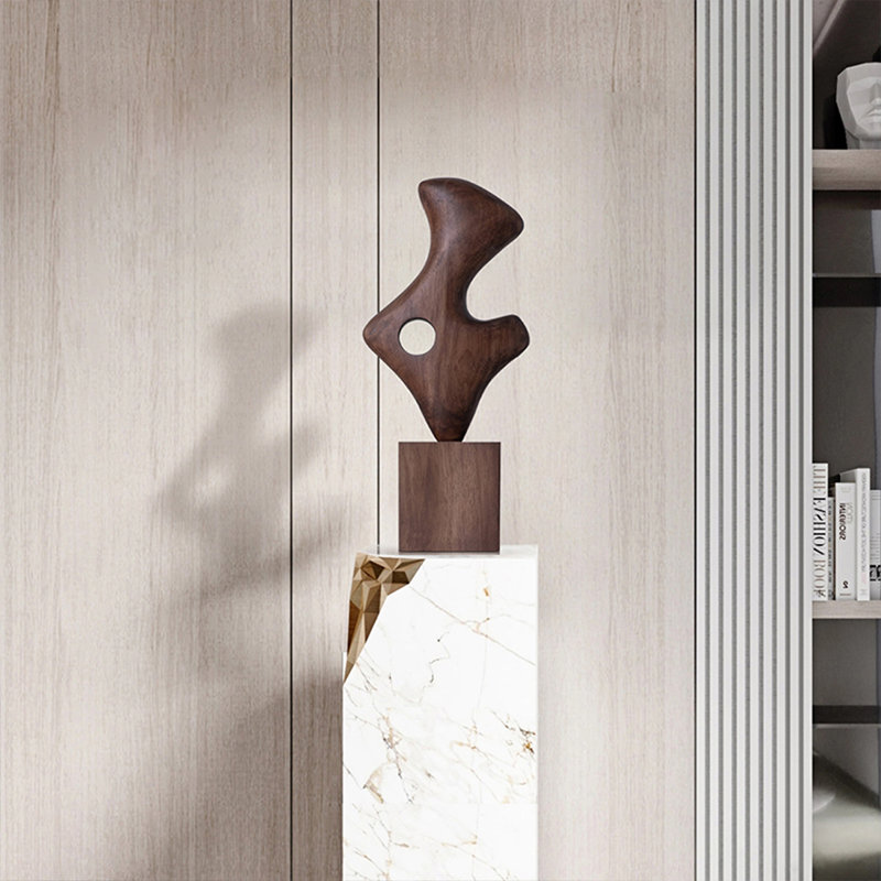 Brown Free Form Solid Wood Decorative Object