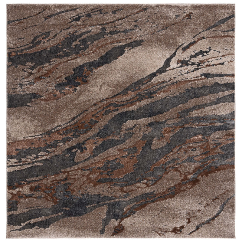 Pacific Performance Abstract Rug, Square 5'3"