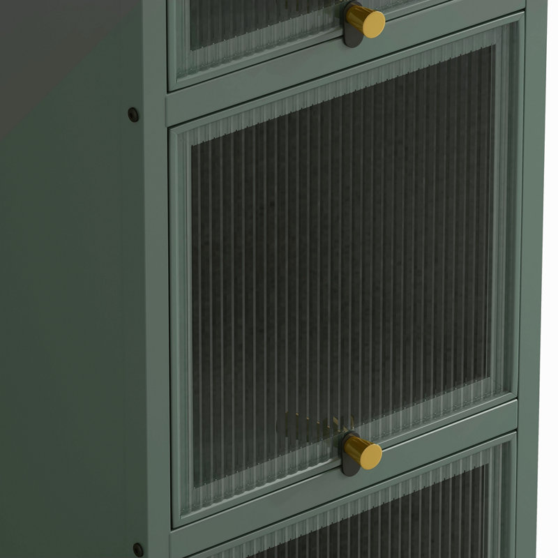 Armoire de porte moderne en verre à quatre niveaux avec rangement à cinq niveaux, pour le hall d'entrée, la salle de bain et la salle à manger
