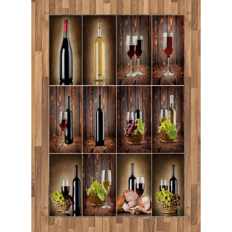Wine High Density Long Fiber Poly Threads Decorative Area Rug Carpet, Rectangle 4' x 5'8"