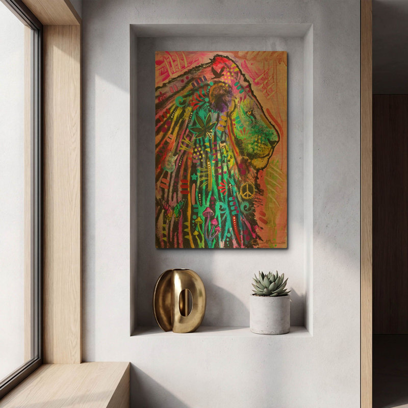 « Lion Syco-Delic » de Dean Russo, tableau mural en métal doré, 30,5 x 40,5 cm, 12 po x 16 po
