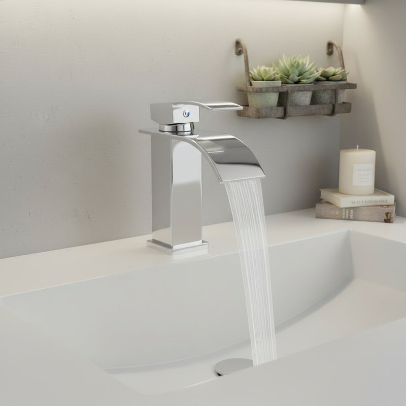 Modern Single Handle Single Hole Bathroom Faucet in Stainless Steel, Chrome