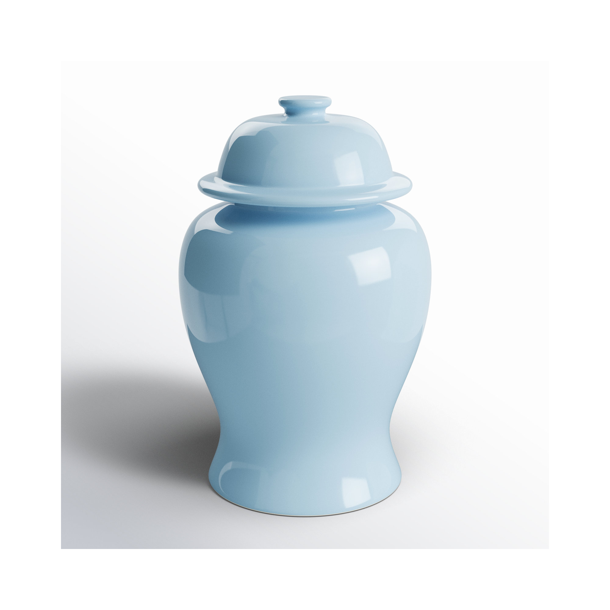 Ricki Ceramic Ginger Jar, 21", Light Blue