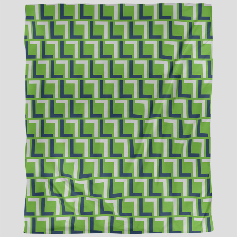 Housse de couette simple, Housse de couette pour très grand lit, Bleu marine / blanc / vert, Polyester brossé