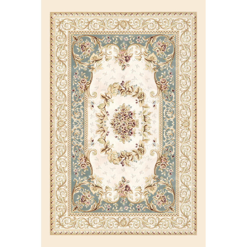 Haug Oriental Machine Made Power Loom Polyester Area Rug in Green/Yellow, Rectangle 180 x 280cm