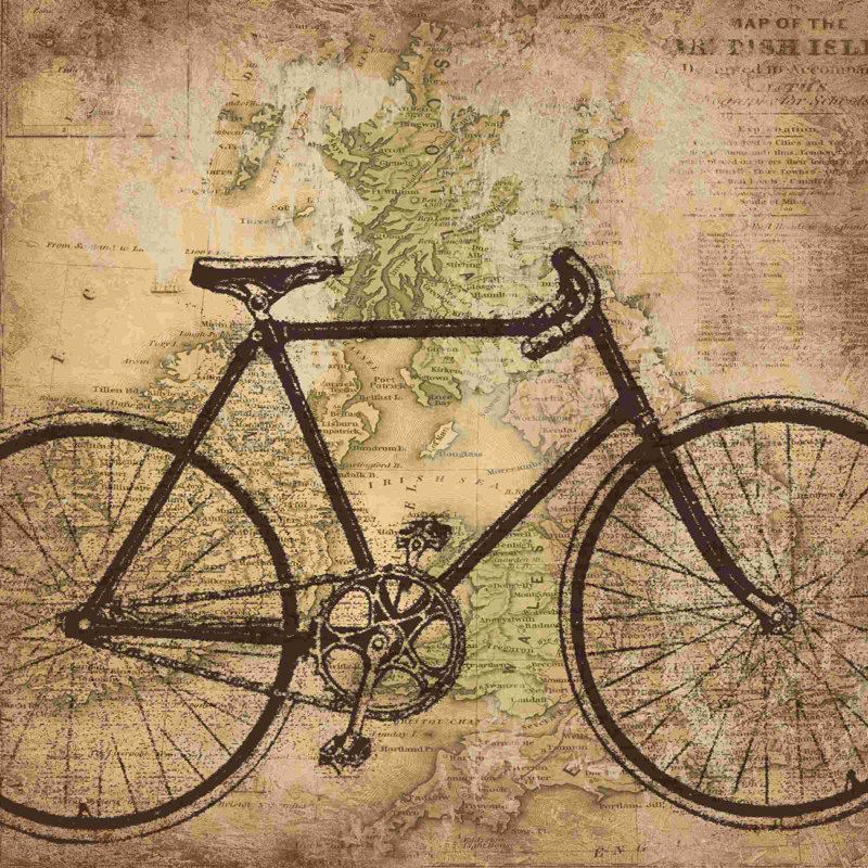 Vélo voyage brossé - peinture sur toile tendue, H 36 po x l 36 po