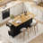 69" Rolling Kitchen Carts with Double Trash Storage Cabinet, Kitchen Island with Power Outlet & Soild Wood Drop Leaf-1104594431