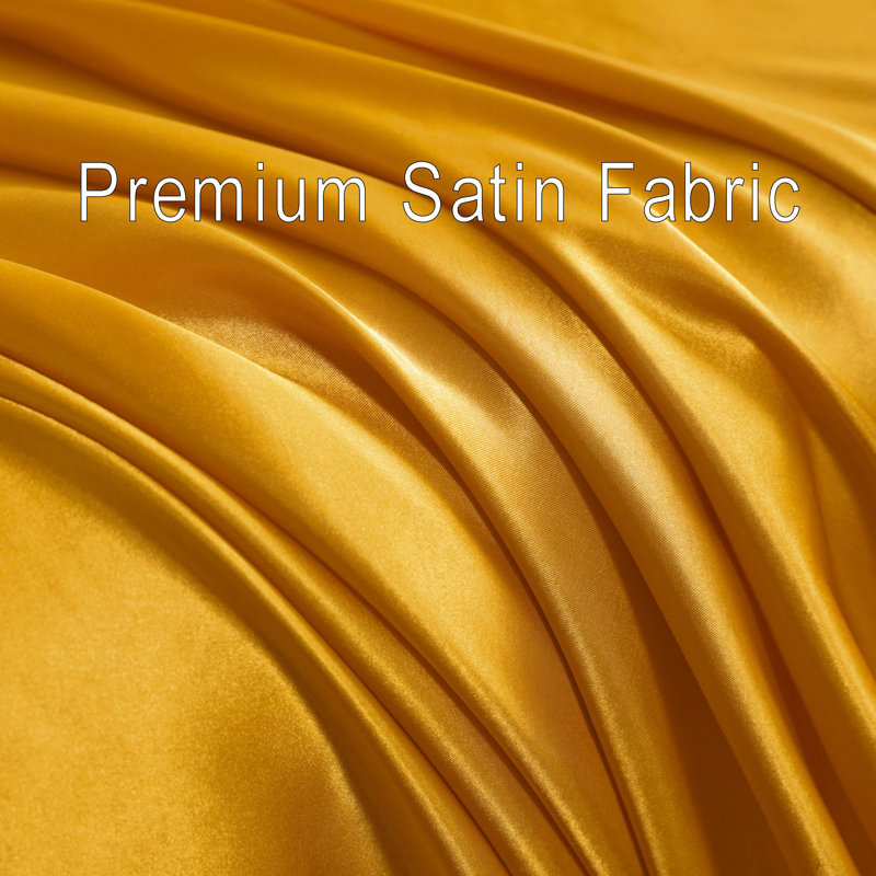 Lustrous Satin Bed Sheet Set Luxury Soft Durable, Sallow, Twin Sheet Set with 1 Pillowcase