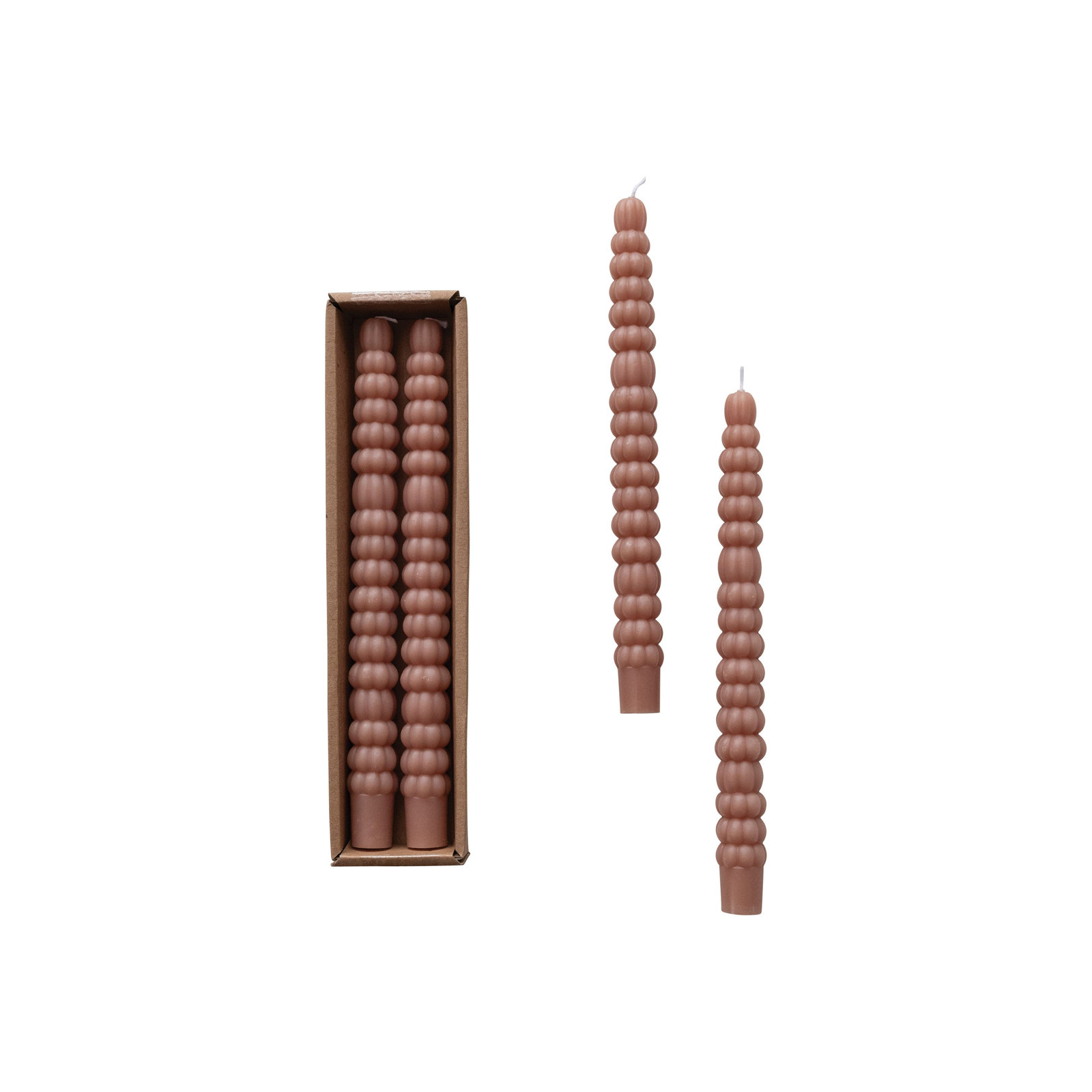 Unscented Pumpkin Shaped Taper Candles In Box, Tan