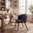 Upholstered Dining Chair with Wooden Legs-1137164247