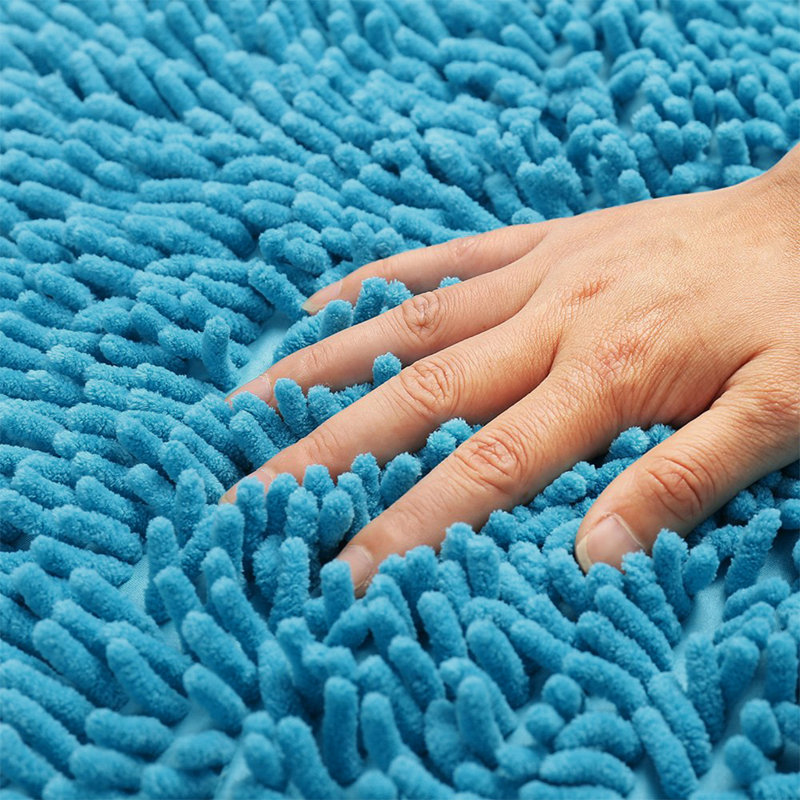 Shian Chenille Non-Slip Bath Rug;Bath Mat, Blue