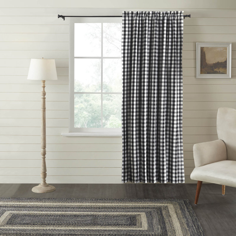  Annie Buffalo Check 100% Cotton Curtain, Black/White, 50" W x 84" L