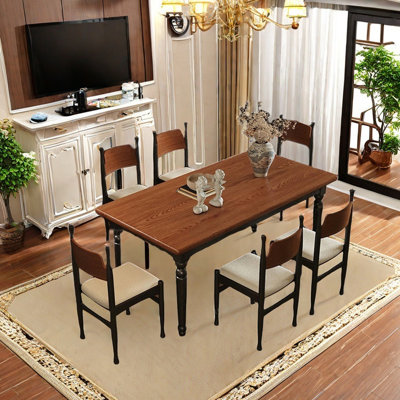 Retro rectangular utility dining table set