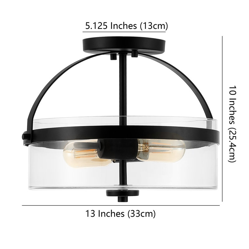 Willbanks Glass Semi Flush Mount, Black