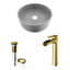 Lavabo de salle de bain vasque rond en béton avec robinet H 11 po L 15 po x l 15 po x H 5 po Brighton Palermo Gothic