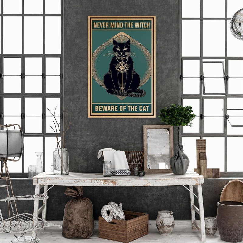 Jadarrius " Jadarrius Black Cat Beware Of The Cat ", 36" H x 24" W x 1.25" D