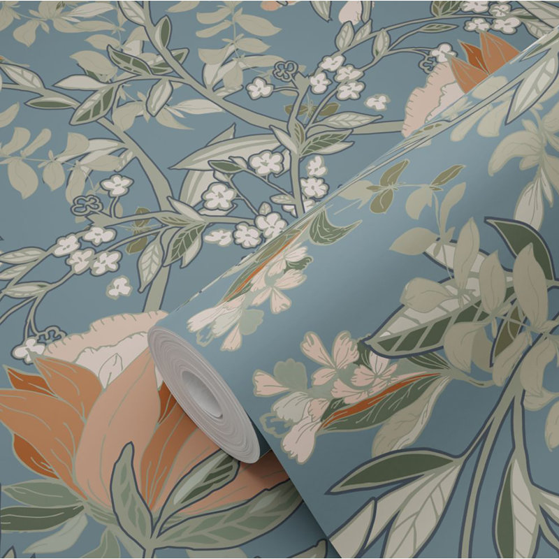 Double rouleau floral, Bleu