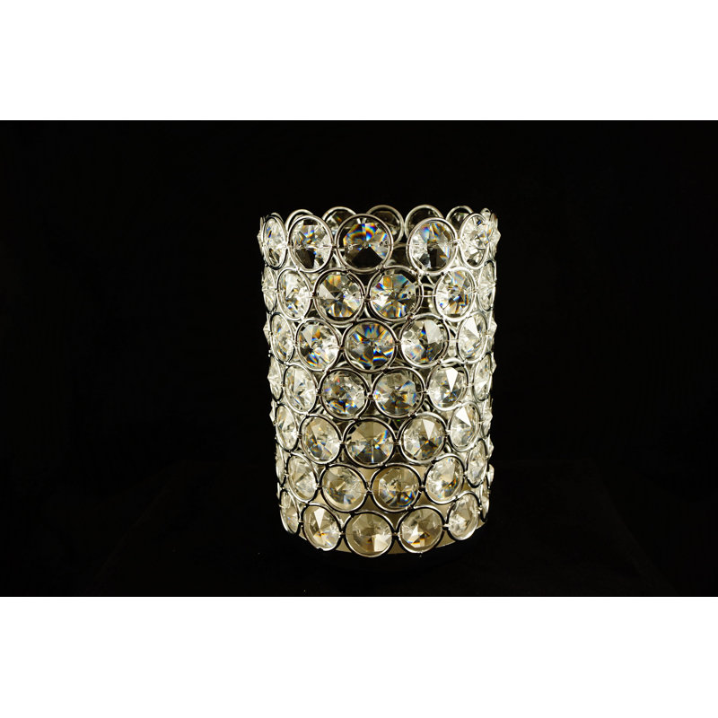Votive en métal cristal, H 6,25 po x l 4,25 po x P 4,25 po
