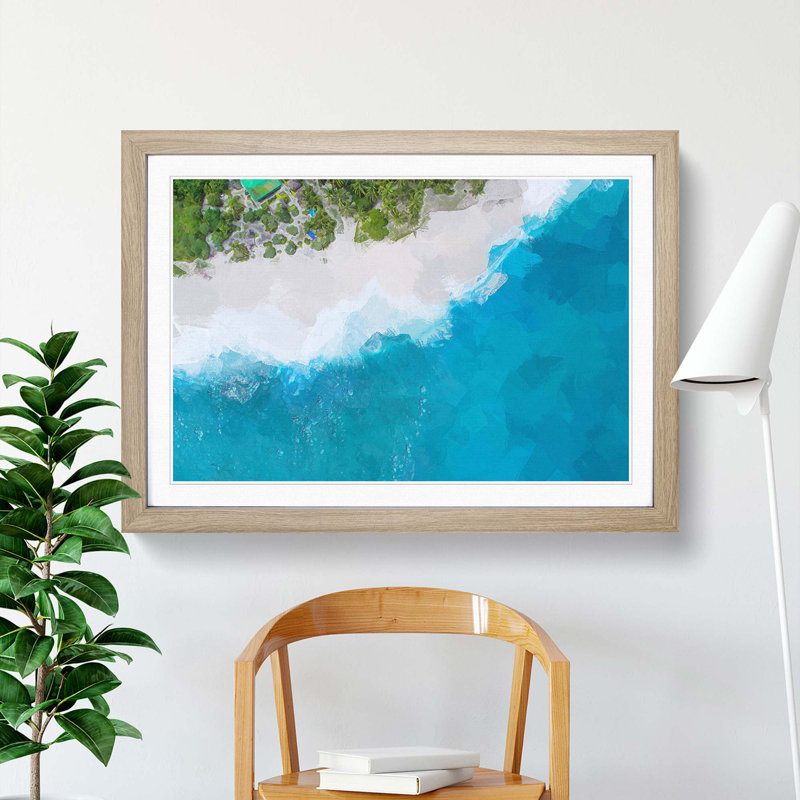 Fuvahmulah Island in the Maldives in Abstract - Framed Print, 48cm H x 65cm W x 2cm D, Oak Framed
