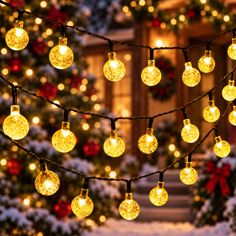 Cottone 256'' Outdoor Solar Powered Lights Decorations with 8 Modes 30-Bulb Globe Integrated LED String Lights for Christmas Decor