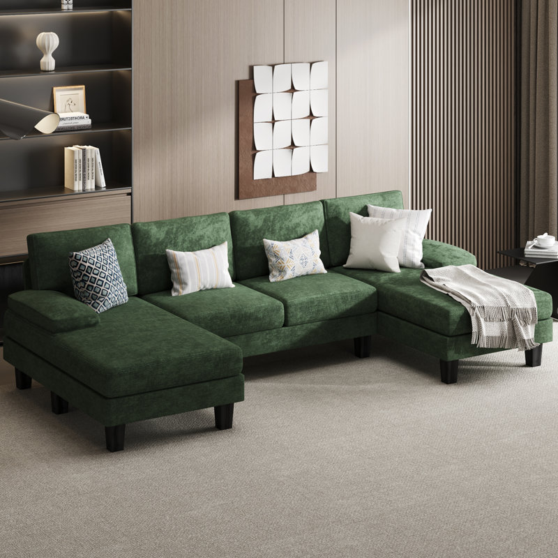 Arbelaez 3 - Piece U-Shape Upholstered Sectional Sofa, Green