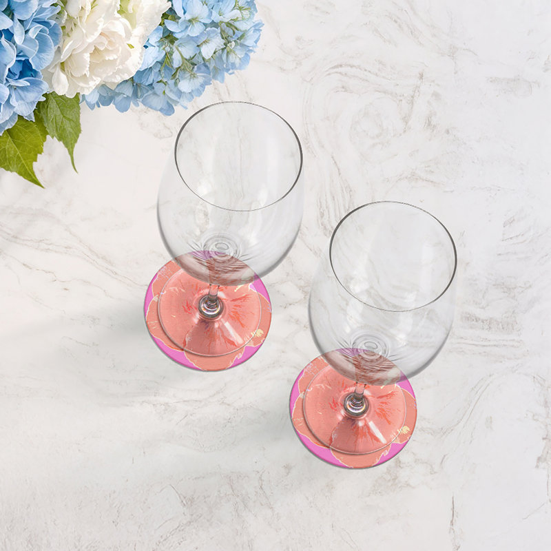 Sous-verres ronds en cuir Hibiscus Orchid, Orchidée