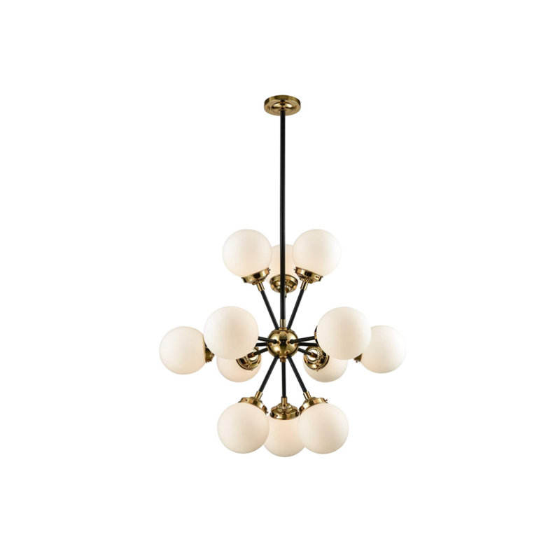 Lustre sphérique Spoutnik à 12 lumières Elsebet, Doré