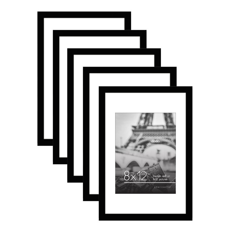 Cadres muraux avec passe-partout Gallery, Noir, 8" x 12" with mat for 6" x 8"