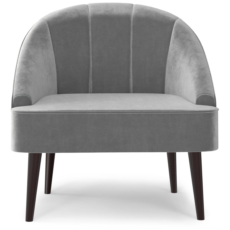 Fauteuil d'appoint contemporain en velours l 33 po Harrah, Velours gris fumé