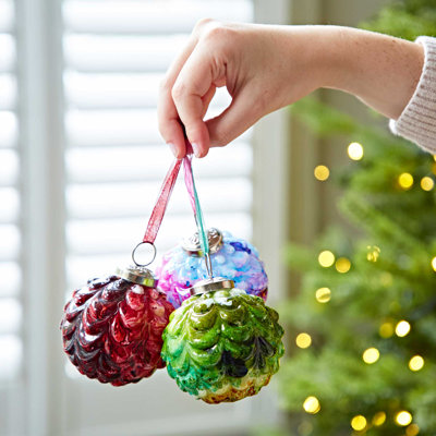 7cm Marble Glass Bauble