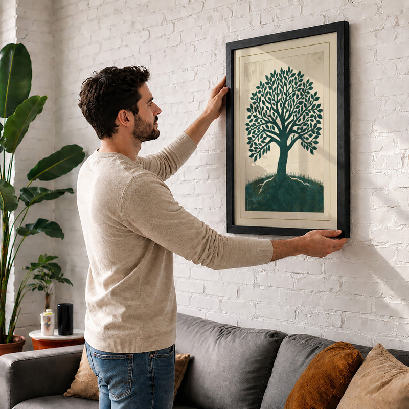 Centered Tree Botanical - Print, A3 - 42.0 x 29.7 cm, White