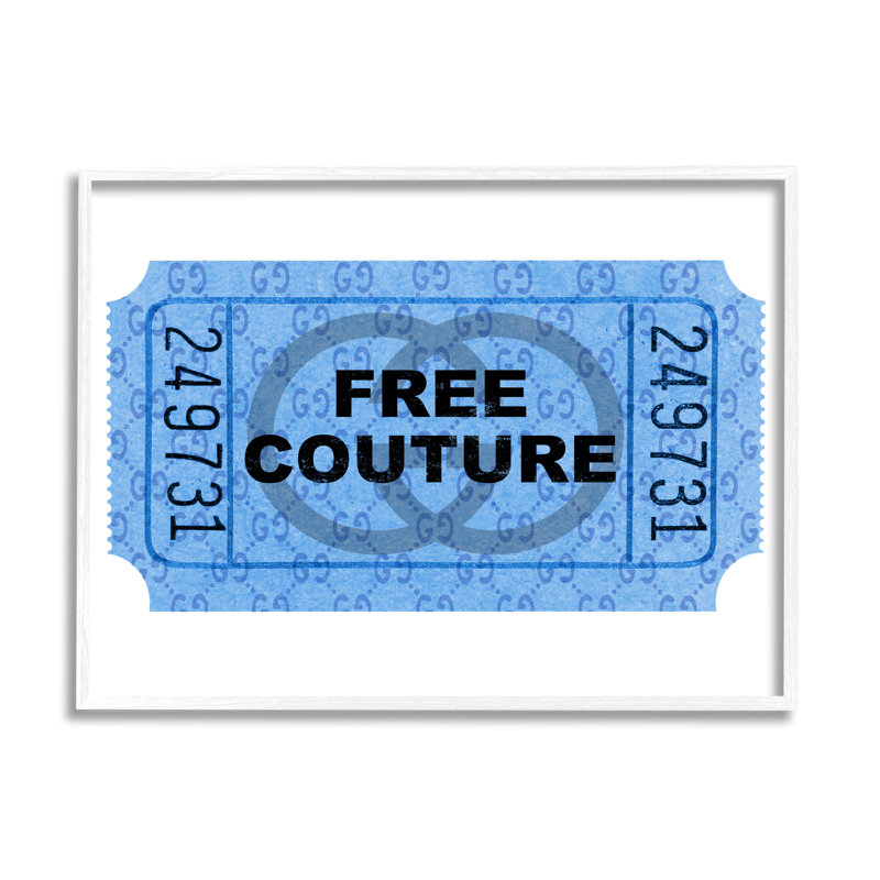 «Free Couture», billet bleu encadré sur bois par Lil 'Rue, impression, L 11 po x H 14 po
