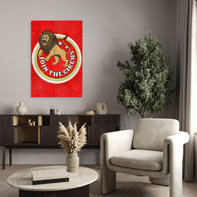 Contemporary Art Bold Classic Retro Lion Architecture Landscape Wall Art - Wrapped Canvas Print