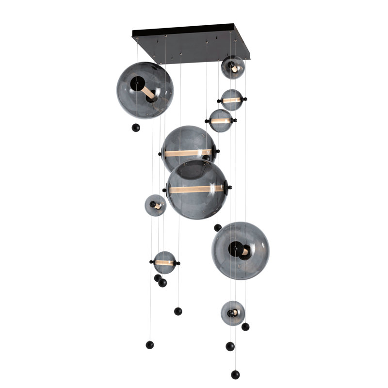 Abacus 10 - Light Cluster Globe LED Pendant, Cool Gray, Black