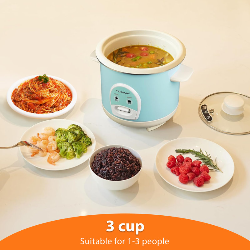 Cuiseur à riz électrique à une touche pour riz à sushi japonais asiatique, 3 tasses non cuites / 6 tasses cuites, Vert