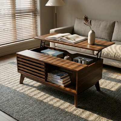 Table basse à plateau relevable avec rangement