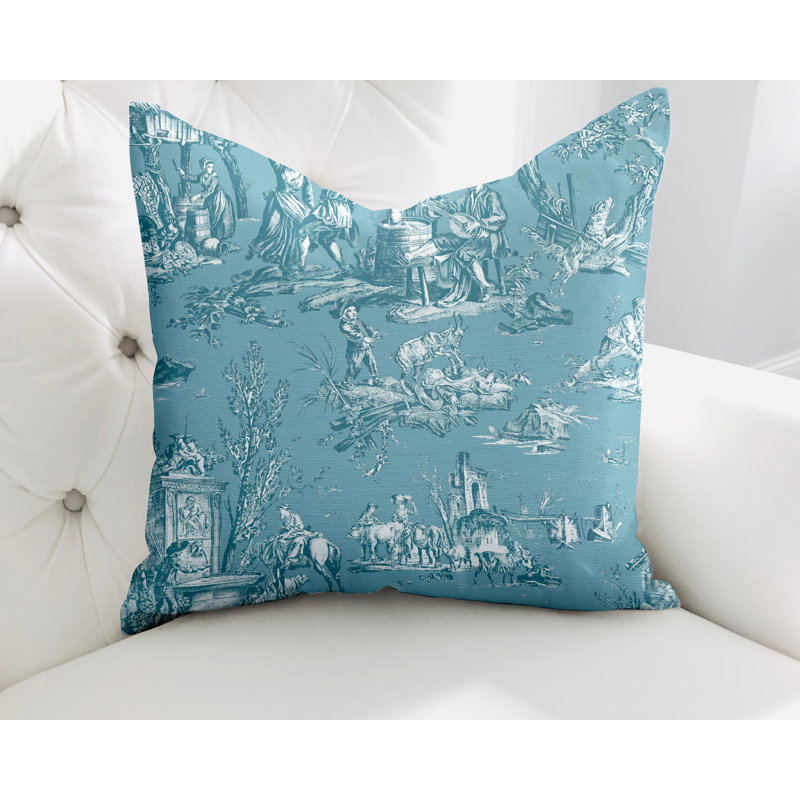  Housse de coussin en coton Eloise, L 15 po x H 15 po, Turquoise
