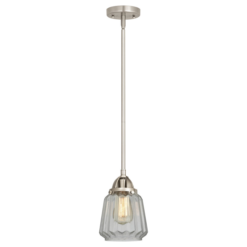 Nouveau 2 - Reidar - Mini-luminaire suspendu 1 tige 7 po - Ampoule DEL, Clair, Nickel satiné brossé