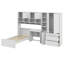 Lit plateforme multifonctionnel avec bureau, garde-robe, armoires, tiroirs et tablettes-793766935
