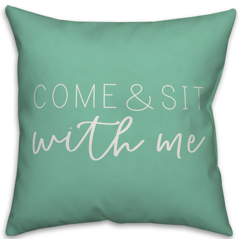 Textual Outdoor Throw Pillow, 18" H x 18" W, Mint Green